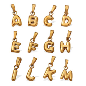 18K Gold Plated <b>Mini</b> <b>Bubble</b> Letter Pendants English Alphabet For Necklace Making Stainless Steel Middle Size - Product Image 5