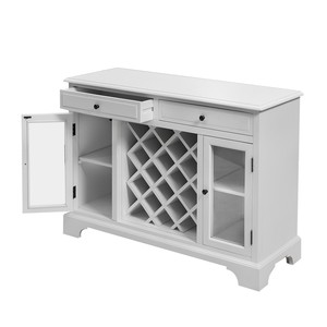 Mobile Bar <span class=keywords><strong>e</strong></span> Vetrina Classica in <span class=keywords><strong>Legno</strong></span> Massello Stile Provinciale Francese per Soggiorno, Colore <span class=keywords><strong>Bianco</strong></span> - Product Image 3