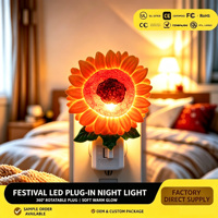 Lampe de nuit LED décorative en forme de tournesol, rotative à 360°, lumière douce et chaude, pour chambre à coucher, décoration intérieure toutes saisons, vente en gros d'usine, OEM