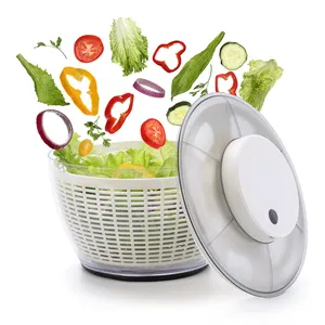 High Quality PP Plastic Electric Salad Spinner Easy-to-Use Drain Basket For Fruit And Vegetables Transparent For Household Use