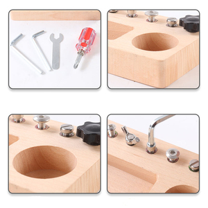 Ensemble d'outils à vis de haute qualité planche occupée en bois de hêtre enfants exercice compétences pratiques <span class=keywords><strong>jeu</strong></span> d'association de vis - Product Image 4