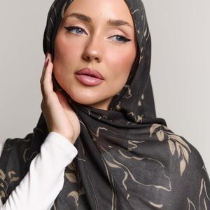 Ladies' Elegant Muslim <b>Print</b> Modal Hijab Custom Logo Scarf Customizable Breathable <b>Islamic</b> Durable Soft Premium - Product Image 2