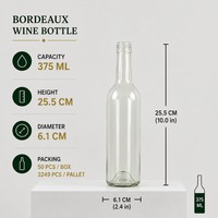 Bouteille de vin rouge de luxe vide, type Bordeaux/Bourgogne, 750 ml, avec bouchon à vis, personnalisable OEM/ODM avec logo