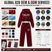 Ensemble de survêtement personnalisé pour femme, comprenant un sweat à capuche court zippé orné de strass bordeaux et un pantalon de jogging à jambes larges