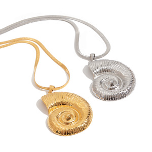 Conch Shell Pendant Necklace Stainless Steel Electroplated Gold <b>Silver</b> <b>Chain</b> Themed Fashion Jewelry Gift - Product Image 1