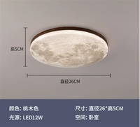 La lampe lunaire de style bois de noyer est un plafonnier LED simple, moderne et élégant dans le salon. Il est doté d'un poêle à bois