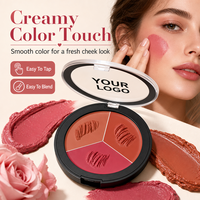 Baume blush hautement pigmenté, palette 3 couleurs, combo multicolore, fini scintillant, longue tenue, maquillage quotidien, cosmétiques, support de marque privée
