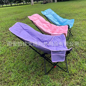 Chaise lune pliable colorée avec dossier haut et trois positions réglables pour le camping en plein air et l'utilisation dans le jardin - Product Image 1