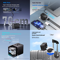 Nouvelle prise adaptateur de conversion CA universelle GaN Global Travel avec câble rétractable de type C et ports de charge USB PD 35W