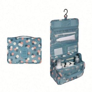 Sac de toilette extensible en nylon imperméable de grande capacité pour voyage, organiseur de cosmétiques suspendu - Product Image 1