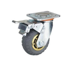 8X2 Roda De Borracha 6 "500kg Capacidade de Carga Giratória Rodízio Rodas Rígida 4 <span class=keywords><strong>Industrial</strong></span> Pu Poliuretano Rodízio Roda 6 Polegadas - Product Image 2