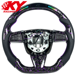 Volante deportivo LED RPM de fibra de carbono forjada en color púrpura personalizado, adecuado para Cadillac ATS ATS-V CTS CTS-V XTS XT6 CT6 - Product Image 1