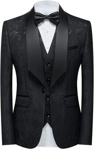 Trajes de Etiqueta para Hombre, 3 Piezas, Corte Regular, Diseño Floral, Cierre de Cremallera, Conjunto de <span class=keywords><strong>Traje</strong></span> con Chaqueta Blazer, Chaleco y Pantalones para Boda - Product Image 3