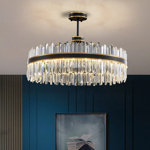 Zeal Lighting Modern Black Gold Crystal Ring Pendant <b>Light</b> Remote Control for <b>Dining</b> Table Middle Chandeliers Pendant <b>Lights</b> - Product Image 1