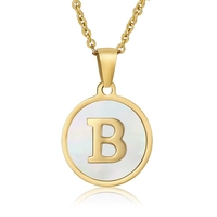 Collar de Moda con Letra, Joyería de Acero Inoxidable, Gargantilla con Inicial de Acero Inoxidable, Collares con Nombre de Letra en Concha para Mujer