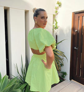 Fabricantes de ropa personalizados al por mayor vestidos casuales elegante vestido MIDI de algodón - Product Image 5