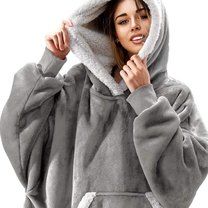 Sweat à capuche surdimensionné en molleton de polyester à carreaux pour femmes <span class=keywords><strong>avec</strong></span> <span class=keywords><strong>manches</strong></span> de <span class=keywords><strong>couverture</strong></span> à capuche portables douces pour adultes pour les pique-niques - Product Image 4