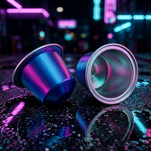 Capsules de café <span class=keywords><strong>Gimoka</strong></span> Pro Cafissimo en aluminium recyclable avec filtre à entonnoir imprimé, distributeurs de liquide portables et scellés Delta Filter - Product Image 1