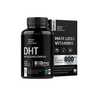 Capsules de croissance avec marque privée bloqueur de DHT perte de cheveux Supplément de palmier à la biotine Vegen cheveux forts et sains Vitamines