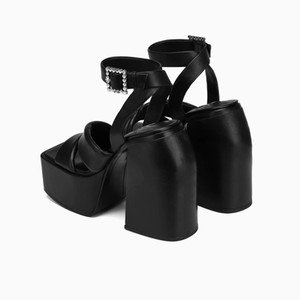 Nouvelles arrivées de sandales compensées à <span class=keywords><strong>talon</strong></span> haut et bout carré pour femme sandales sexy à <span class=keywords><strong>talon</strong></span> épais pour le souper - Product Image 3