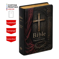 Fabricant OEM de couvertures personnalisées en gros, fournisseur en vrac de livres de la Bible à couverture rigide en cuir PU, impression personnalisée directe