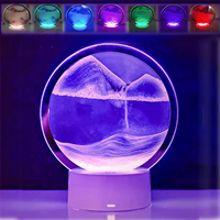 Lampe de table moderne sablier dynamique, base E26, art du sable mouvant, image 3D dynamique, en verre, alimentation USB, lumière LED DC 5V
