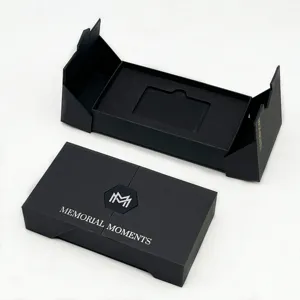 Boîte d'emballage personnalisée de luxe pour cartes de visite de crédit en papier cartonné magnétique à double porte ouverte avec logo Emballage pour cartes de crédit