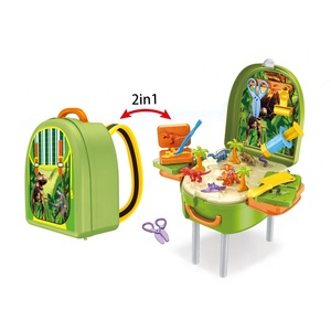 Ensemble de jeu de table en argile colorée 2 en 1, design de sac à dos <span class=keywords><strong>du</strong></span> <span class=keywords><strong>monde</strong></span> des dinosaures, pâte à modeler DIY pour enfants avec accessoires - Product Image 1