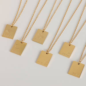 MICCI 18K Plaqué Or En Acier Inoxydable Minimaliste Bijoux Mémorial Lettre D'amour Rectangle Carré Pendentif Collier - Product Image 4