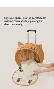 CE Certificate Fashion Solid Wicker <strong>Cat</strong> Carrier With Button Closure And Wheel - Product Image 6
