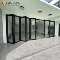 Porte patio moderne en aluminium AS2047 à rupture de pont thermique, porte pliante sur mesure pour véranda, cadre extérieur en verre double couche