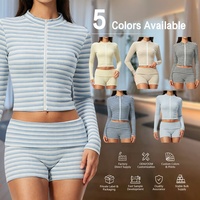 Nouvel arrivage YNSEA – Ensemble 2 pièces rayé pour femme, idéal yoga et fitness, haute élasticité, respirant, tenue de sport et de détente