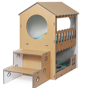 2024 confortable chat chalet Double couche chaud petit Animal lit pour animaux de compagnie motif Animal jeu parfait repos chat nid chat escalade paradis - Product Image 5