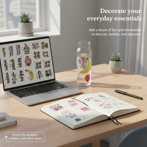 Pegatinas inspiradoras personalizadas con impresión tipográfica: Pegatinas troqueladas personalizadas de hoja completa, pegatinas mate - Product Image 4