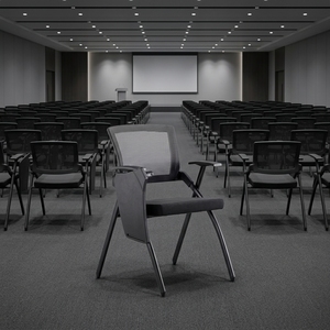 Silla de Conferencia Ergonómica Moderna <span class=keywords><strong>con</strong></span> Malla Transpirable, Asiento Plegable, Reposabrazos y <span class=keywords><strong>Ruedas</strong></span> Silenciosas para Sala de Reuniones - Product Image 5