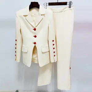 S-XXL Fashionable and personalized tailored suit set Red button suit jacket+pants two-piece set