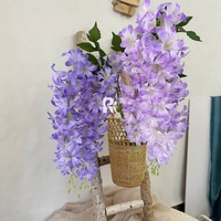 Dekorasi Pernikahan Ruang Tamu Rumah, Fotografi, Bunga Wisteria Buatan Tiga Cabang, Hiasan Dinding