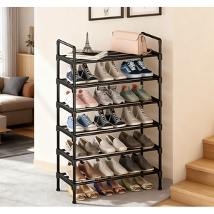 Étagère à chaussures en métal américaine en stock, simple, pour la maison, anti-poussière, rangement de chaussures, étagère à chaussures de porte - Product Image 1