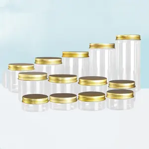 Empty Round Plastic Container Jar For Food 500ml Clear Plastic Jar For Spice Candy Tea With Screw Lid