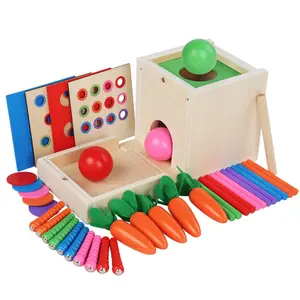 Montessori Đầu Giáo Dục Trẻ Em Đa Chức Năng Bằng Gỗ Xây Dựng Khối Phù Hợp Với Chèn Hộp Lỗ Hình Dạng Đồ Chơi