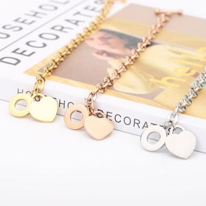 2024 High Quality <b>Trendy</b> New Design Custom Silver Color Gold Plated Stainless Steel Heart <b>Bracelet</b> for Unisex Gift - Product Image 2
