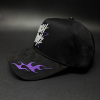 Casquette de baseball unisexe hip-hop avec logo personnalisé, modèle original neuf, broderie 3D, strass, motif flamme, doublure en satin violet