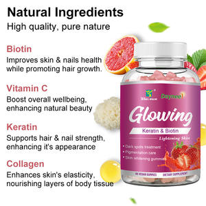 فيتامينات على شكل قطرات بنكهة الفواكه مع الكيراتين والبيوتين وفيتامين سي لبشرة متوهجة، 60 حبة في زجاجة - Product Image 2