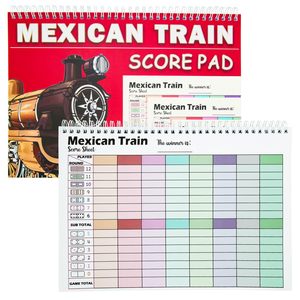 Carnets de scores personnalisés pour le jeu Mexican Train, reliure spirale, feuilles de suivi des scores pour le jeu de dominos, accessoires pour le jeu Mexican Train - Product Image 1