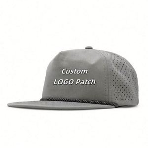5 Panel Blank Custom Logo Waterproof Baseball Cap With <b>Rope</b> Laser Cut Hole Perforated Caps Performance Sports Golf Hats - Product Image 1