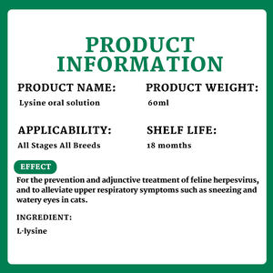 L-<span class=keywords><strong>Lysine</strong></span> liquide <span class=keywords><strong>en</strong></span> gouttes <span class=keywords><strong>pour</strong></span> animaux de compagnie, complément de <span class=keywords><strong>lysine</strong></span>, soulage les symptômes de ronflement et de larmes chez les chiens et les chats, soutien immunitaire - Product Image 5