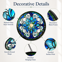 Xinhangchen Décoration Murale en Verre Teinté Style Bohème Fantaisie pour Attrape-Soleil Panneau en Verre Anniversaire Femmes & Mères 30*30cm