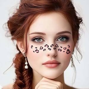 Venta caliente desechable nueva pegatina temporal impermeable realista mejilla <span class=keywords><strong>leopardo</strong></span> estampado puntos mujeres cara brillo tatuaje pegatina - Product Image 3