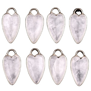 Colgante de piedra <span class=keywords><strong>Natural</strong></span> de cristal transparente en forma de corazón largo chapado en oro Borde de <span class=keywords><strong>Metal</strong></span> curación piedra <span class=keywords><strong>Natural</strong></span> encantos de moda - Product Image 1