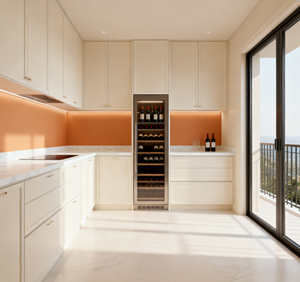 Vendita calda in stile crema armadi da <span class=keywords><strong>cucina</strong></span> a forma di L con cestini estraibili aperti di grandi dimensioni per cucine moderne per la casa - Product Image 5